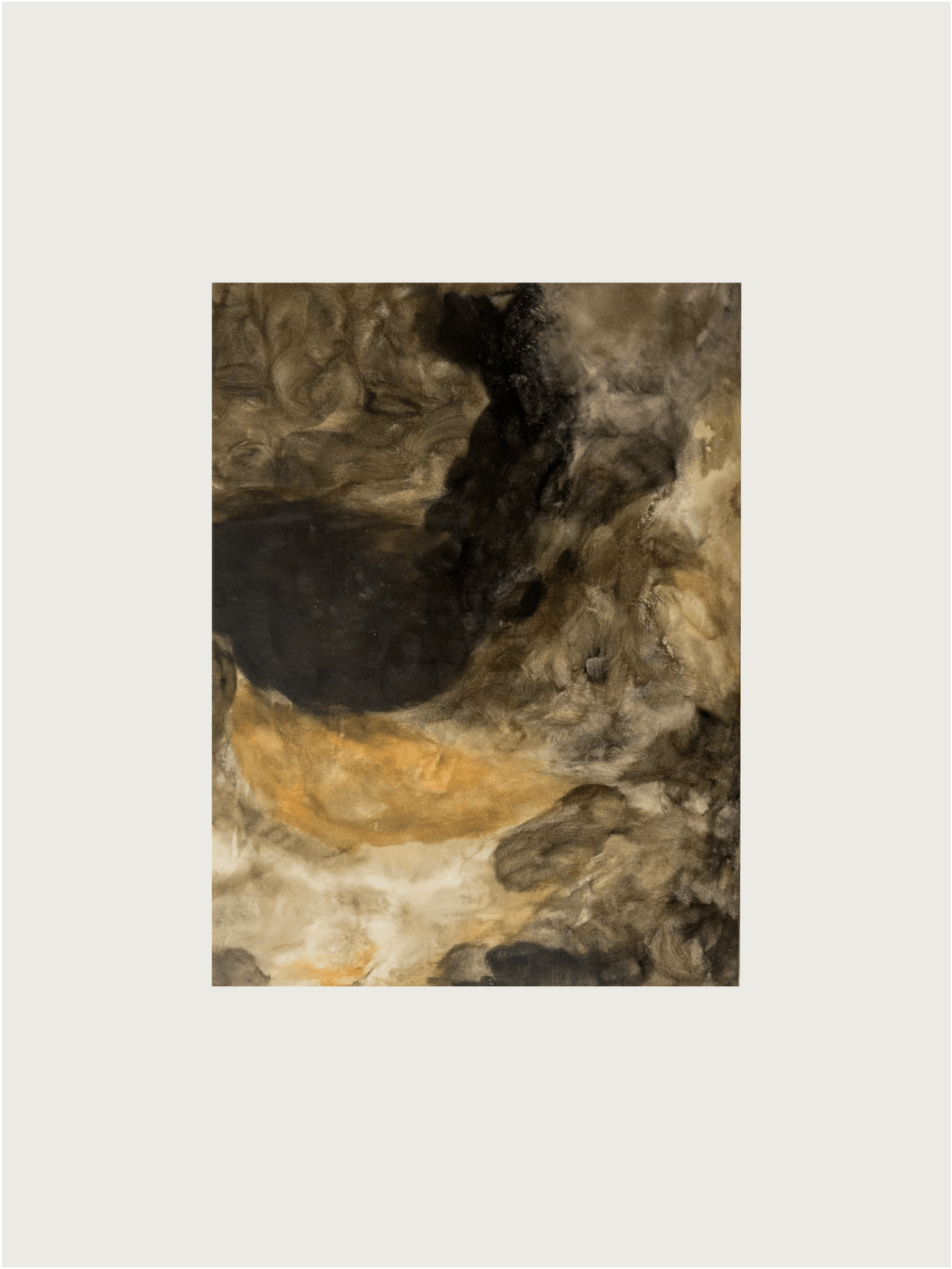 “Bodies Entwined I” by Natasha France is an original mixed media on canvas artwork featuring swirling browns, blacks, and beiges in a textured, abstract composition set against a light background.
