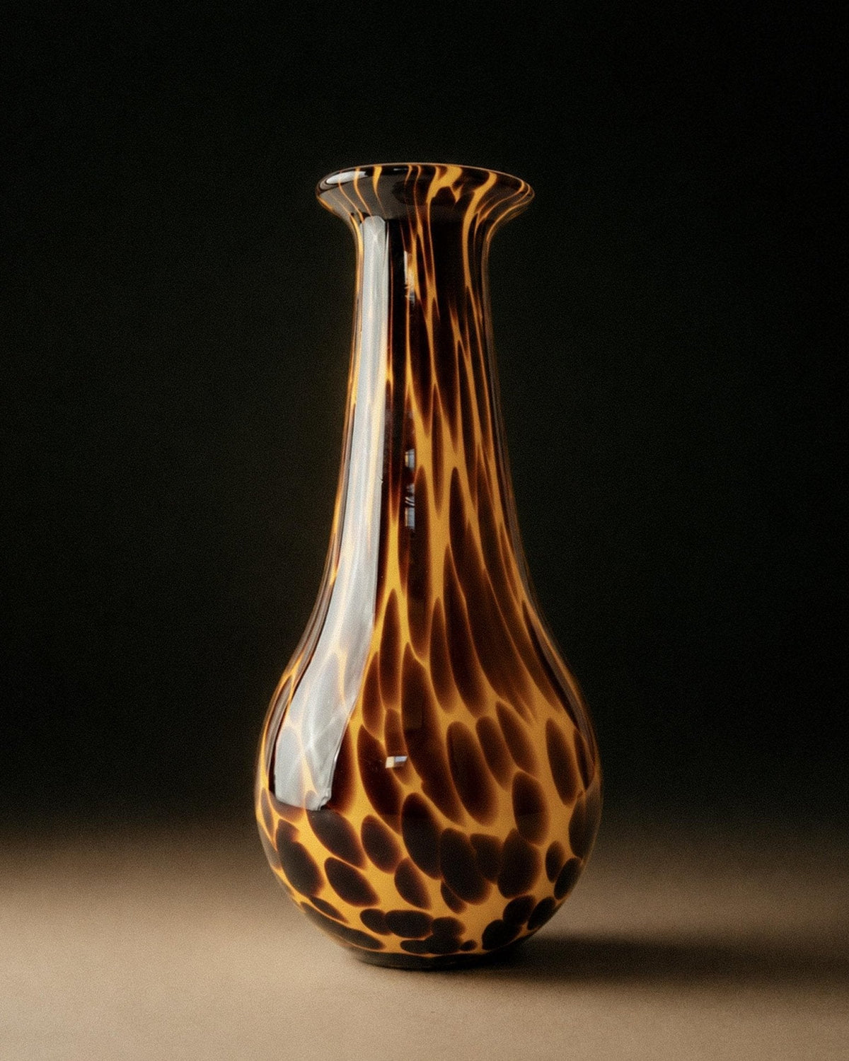 Vintage 1990s Murano Glass Vase, Yellow Art Glass with Brown Dots, Postmodern Italian Design, Sculptural Flower Vase, Elegant Gift Idea by Bottega Jacobs