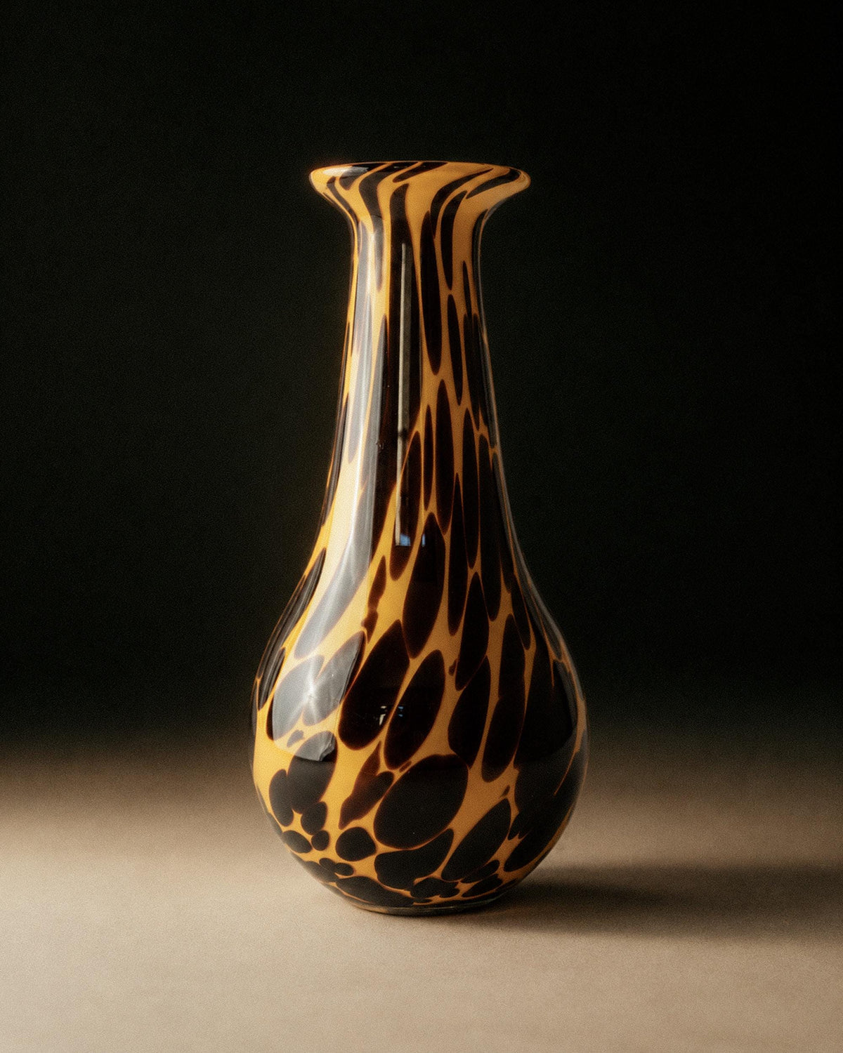 Vintage 1990s Murano Glass Vase, Yellow Art Glass with Black Dots, Postmodern Italian Design, Sculptural Flower Vase, Elegant Gift Idea by Bottega Jacobs