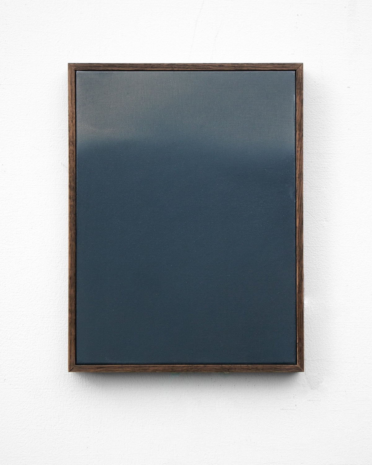 Abstract blue-gray oil painting on linen by David Hardy in wooden frame