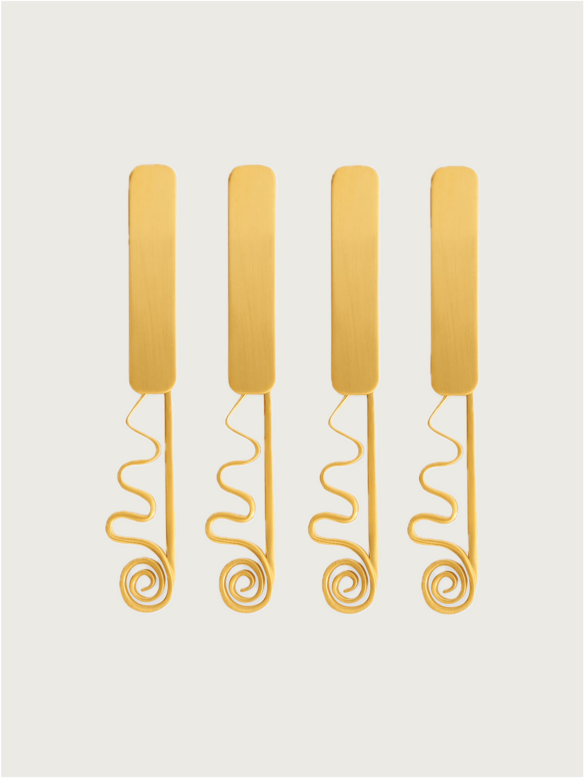 Set of 4 Spirale Spreaders by Lobjet | The Oblist — gold stainless steel finish