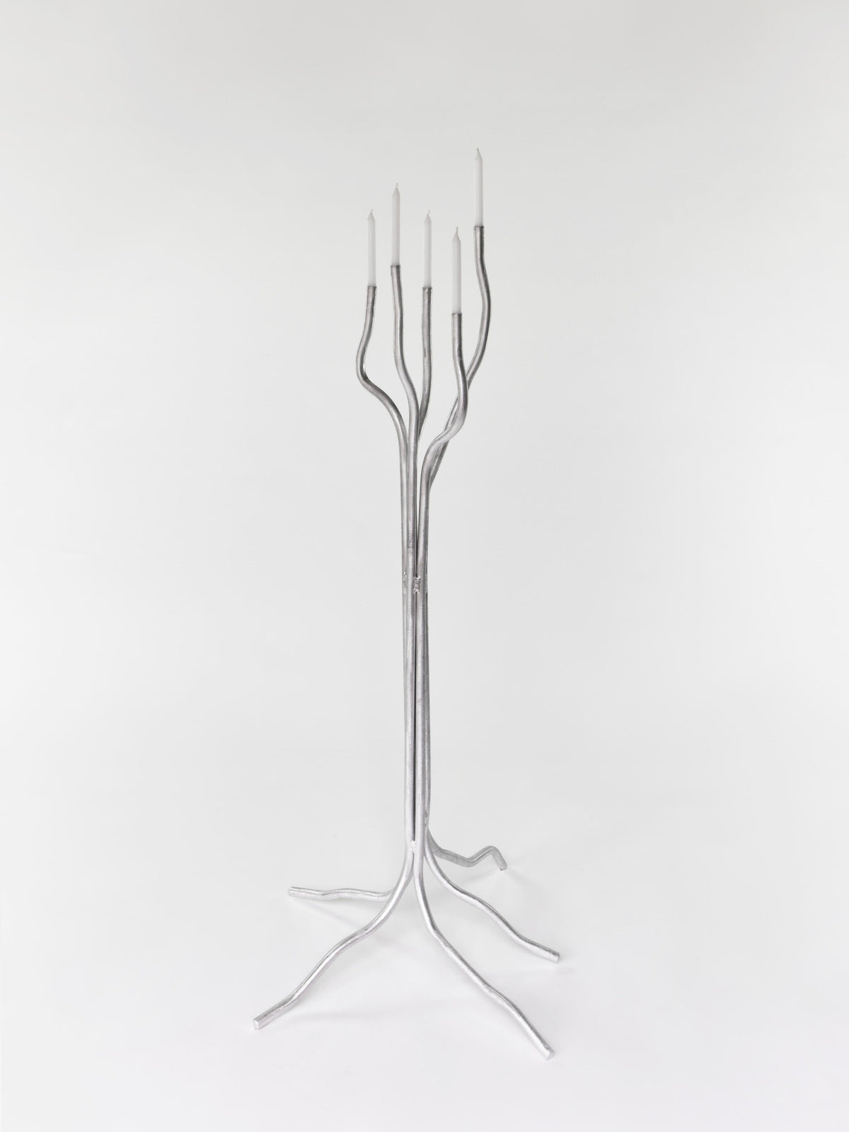 Tall Aluminum Candelabra by Six Dots Design | The Oblist — modern silver finish