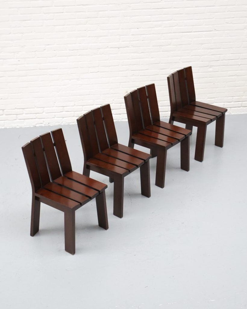 Dutch Wooden Dining Chairs 1970s — side angle