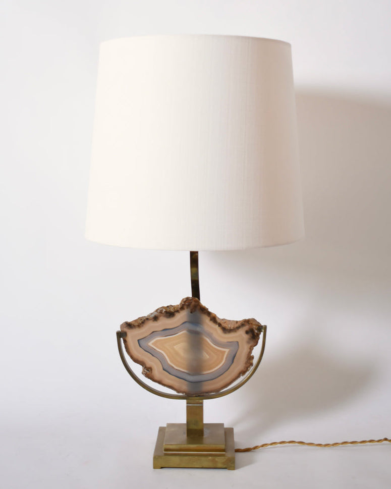 Agate and Brass Table Lamp, 1970s by Barracuda Interiors | The Oblist
