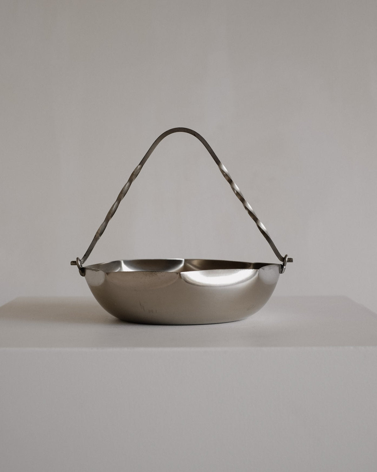 Vintage Jeka Tiel Pewter Basket with Twisted Handle by septembre studios | The Oblist