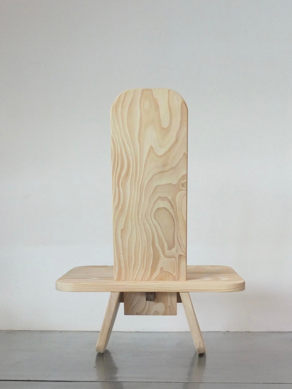 Pine Mali chair with curved plywood back showing natural wood grain