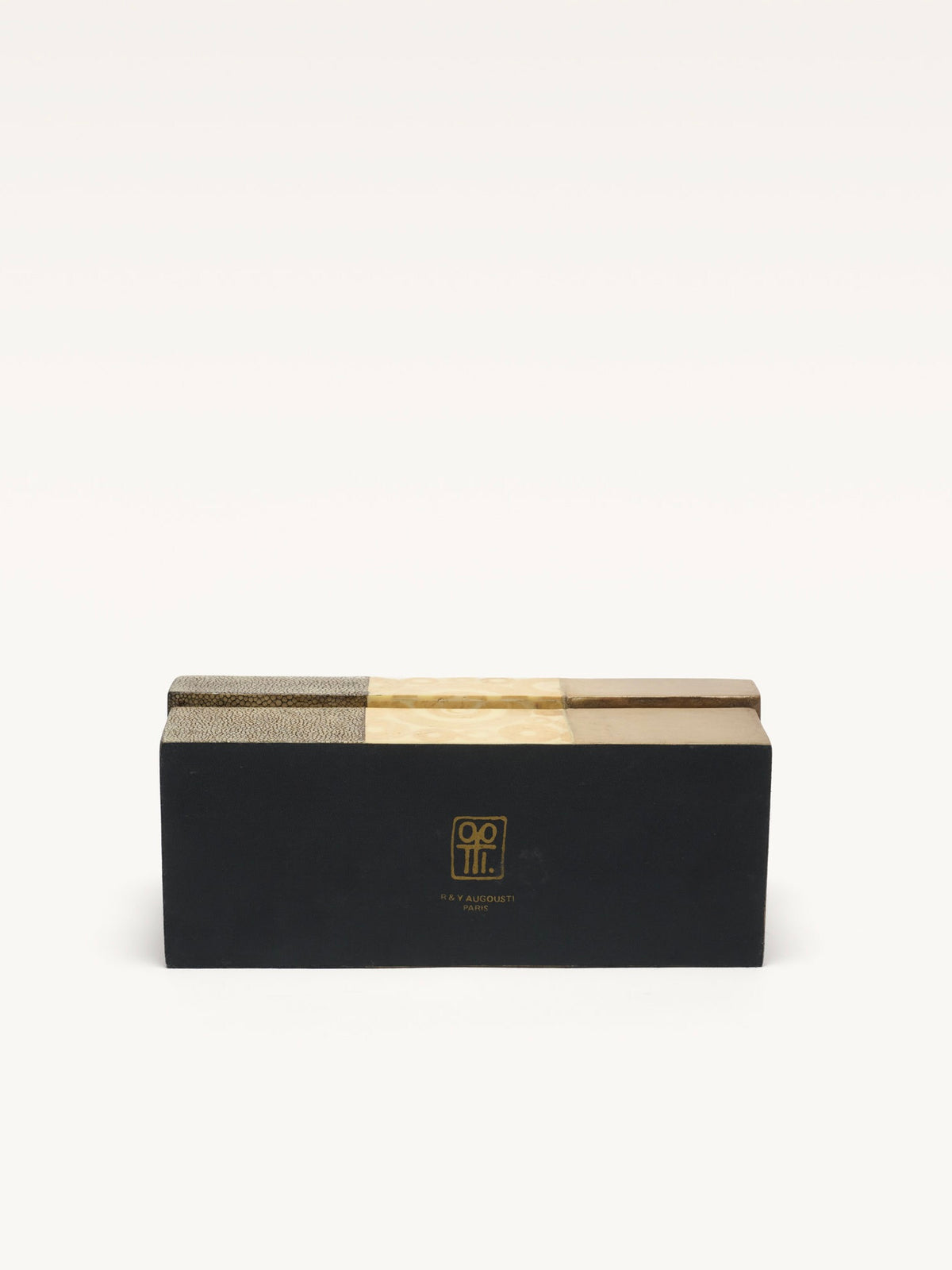 Luxury shagreen box with bronze details and dark green base