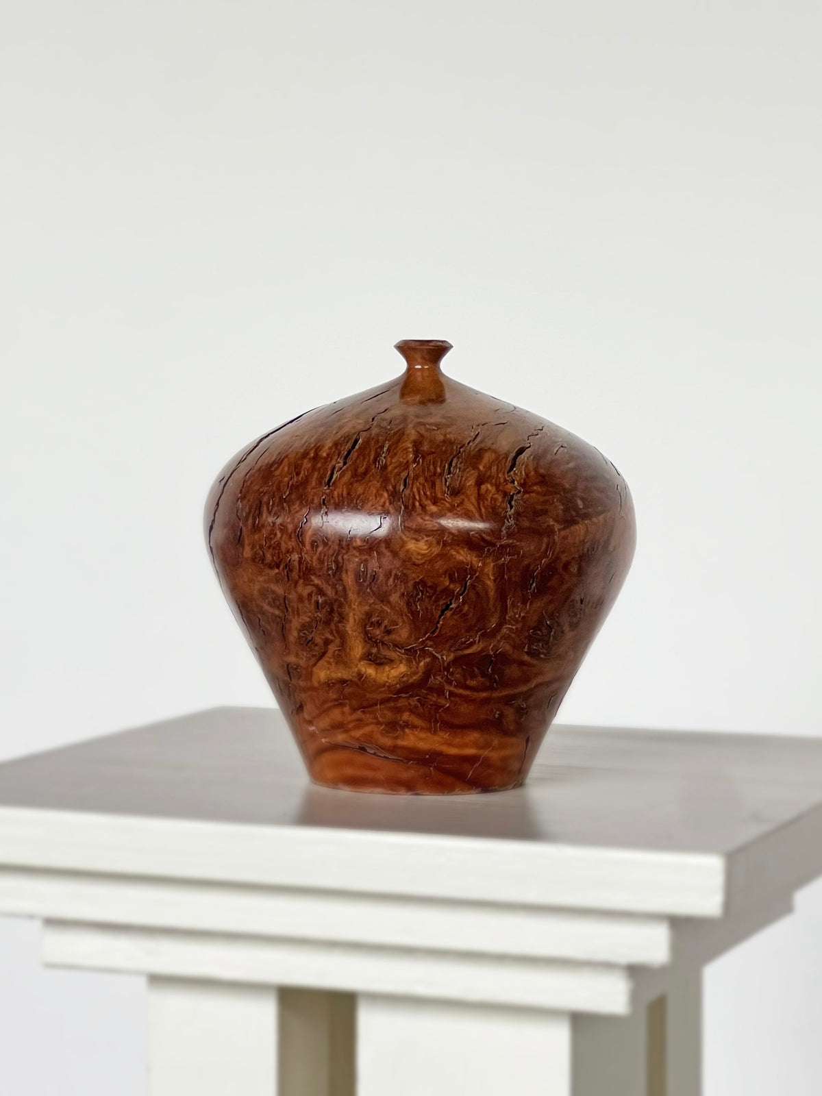 Australian burl wood turned vessel with rich amber grain pattern
