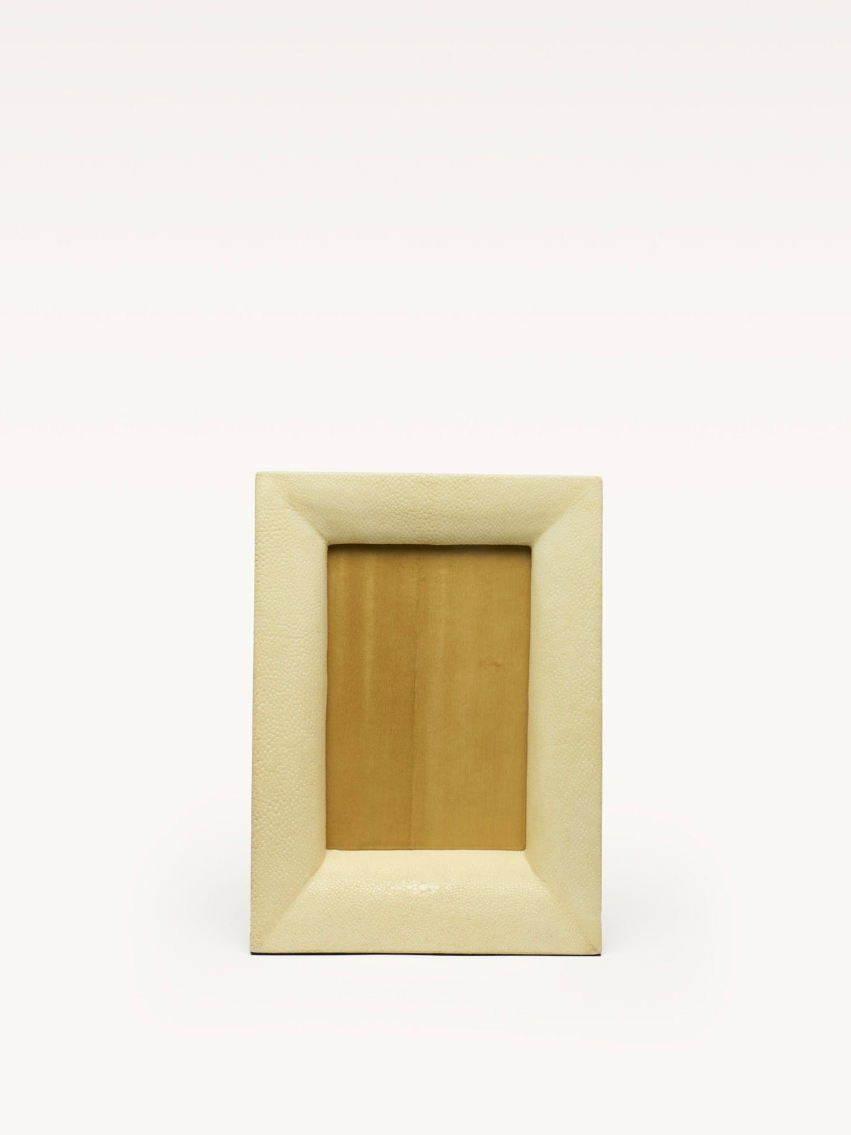 Shagreen textured frame in cream leather with rectangular opening