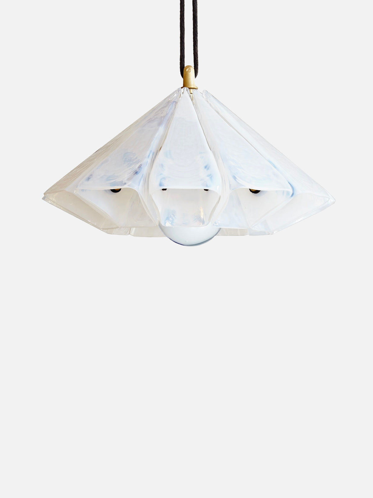 Sirius opal glass trapezoid pendant light suspended by black cord