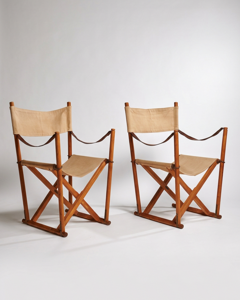 Pair of MK-16 Folding Chairs by Mogens Koch