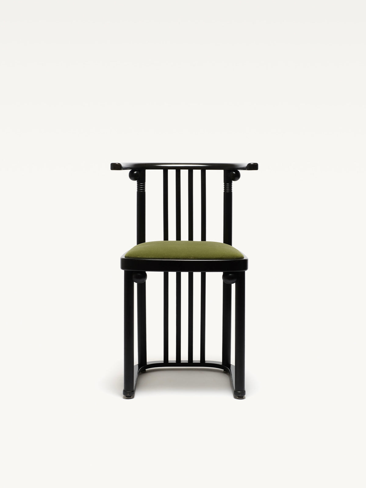 Black Josef Hoffmann Fledermaus chair with green upholstered seat