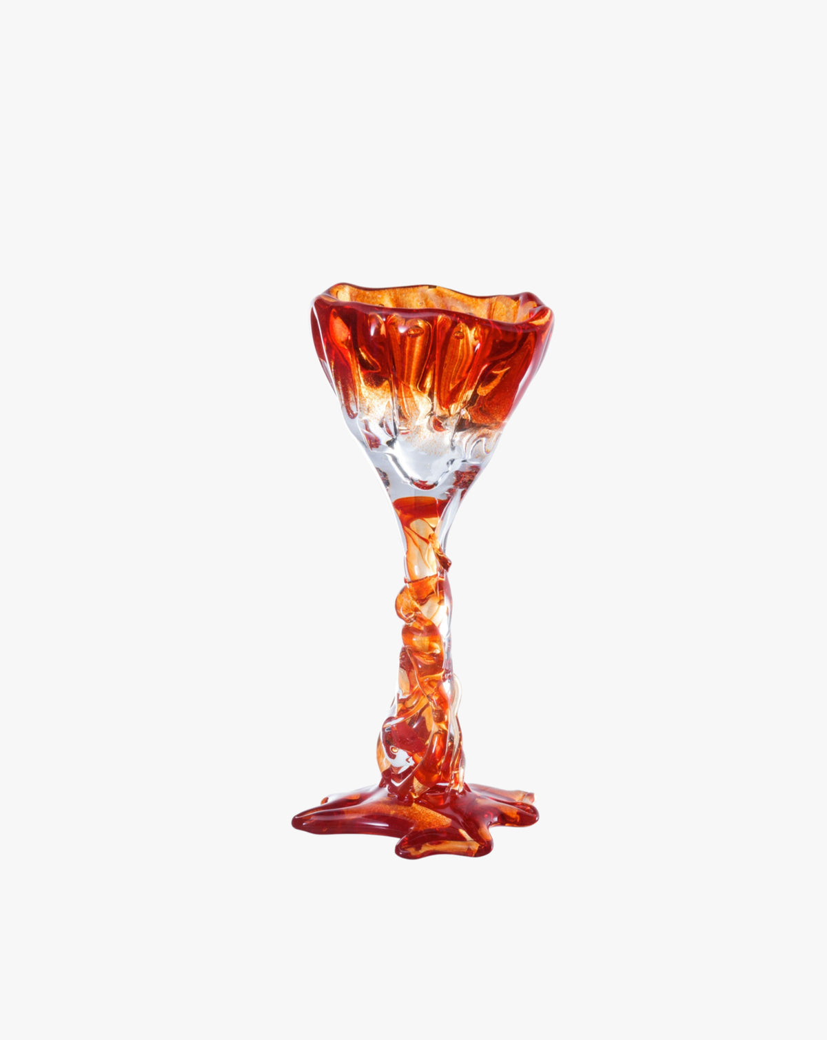 A translucent orange Spiky Cocktail Glass - Red
