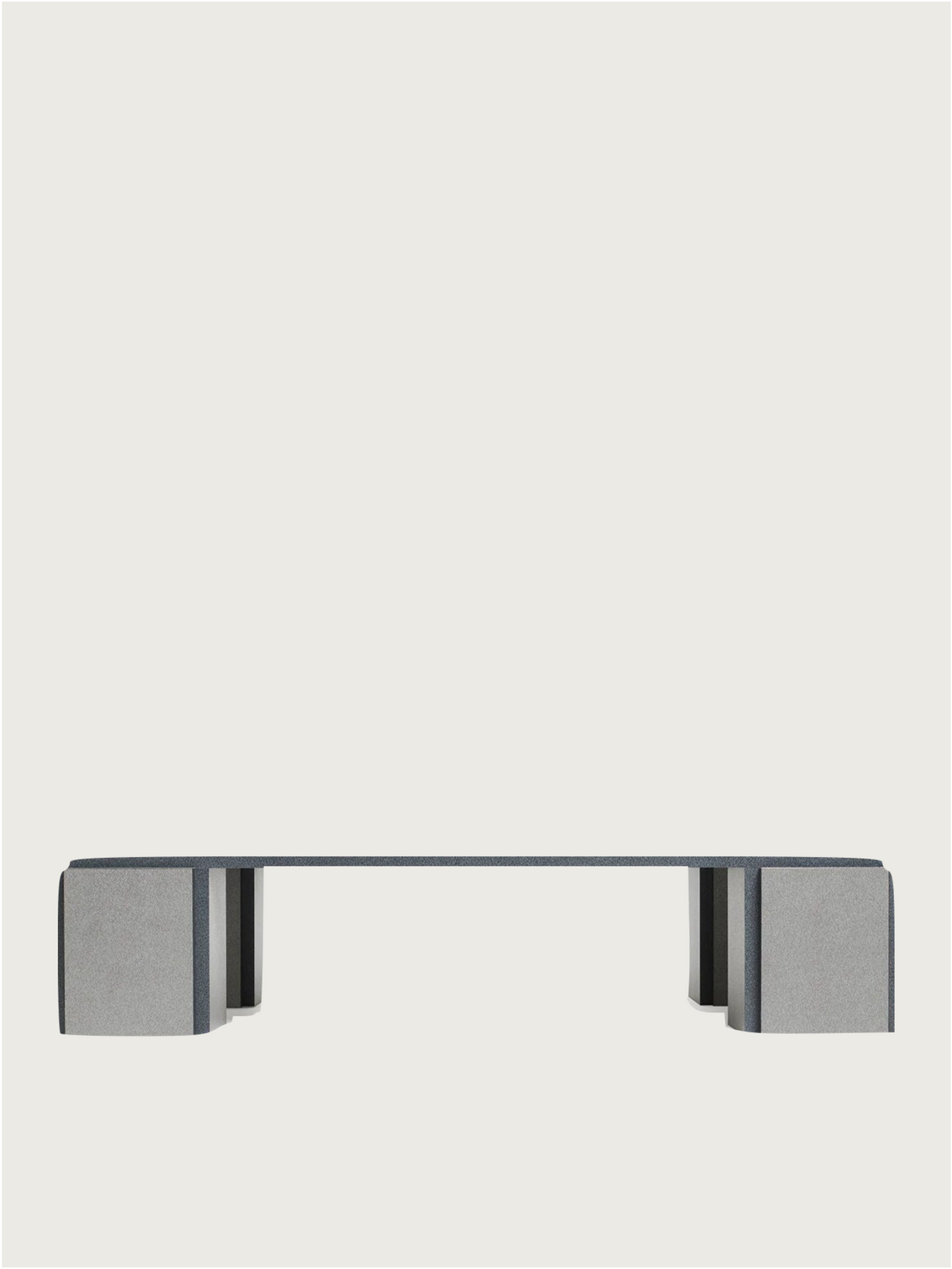 The "Mara" Coffee Table – Night Noise by TEGET features a minimalist, modern design with a flat, rectangular top and sturdy block-like legs in neutral gray, styled as made-to-order laminated furniture against a plain white background.