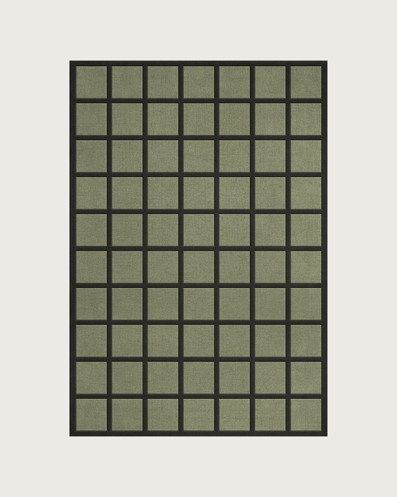 Tapis en laine fait main 'Avenue', à carreaux olive