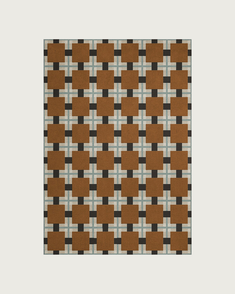 Tapis en Laine Fait Main 'Champs Ocre' par Evelina Kroon