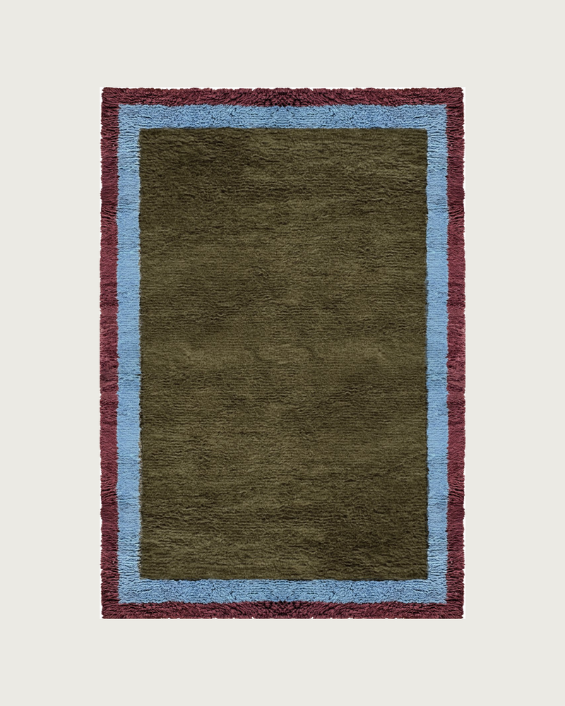 Tapis tissé à la main 'Shaggy' en laine de Nouvelle-Zélande, Edge Eden