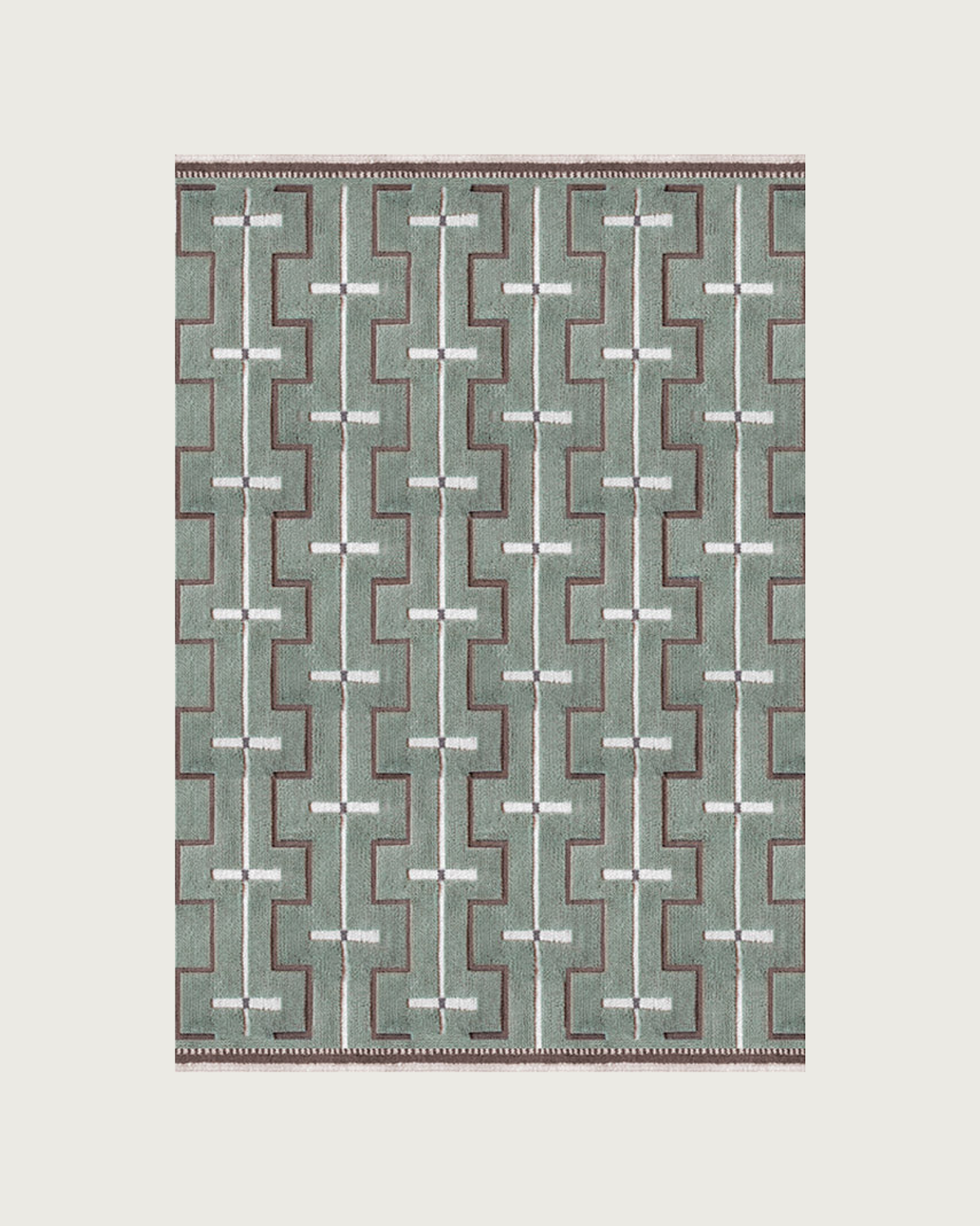 Tapis tissé à la main 'Johanna' en laine de Nouvelle-Zélande, sauge