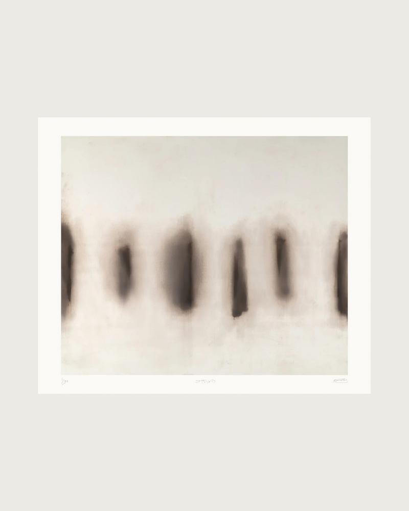 ST445 giclée print with blurred dark forms by Bec Kirby