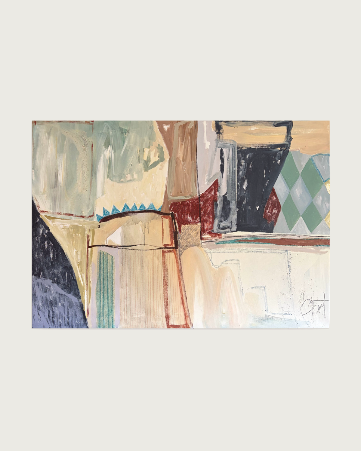 Andares abstract painting by Paula Piquet, muted earth tones
