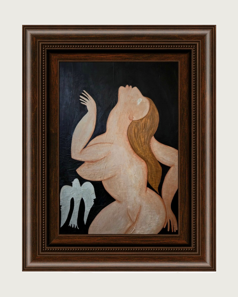 Becoming contemporary painting nude figure with dove by Ivânia