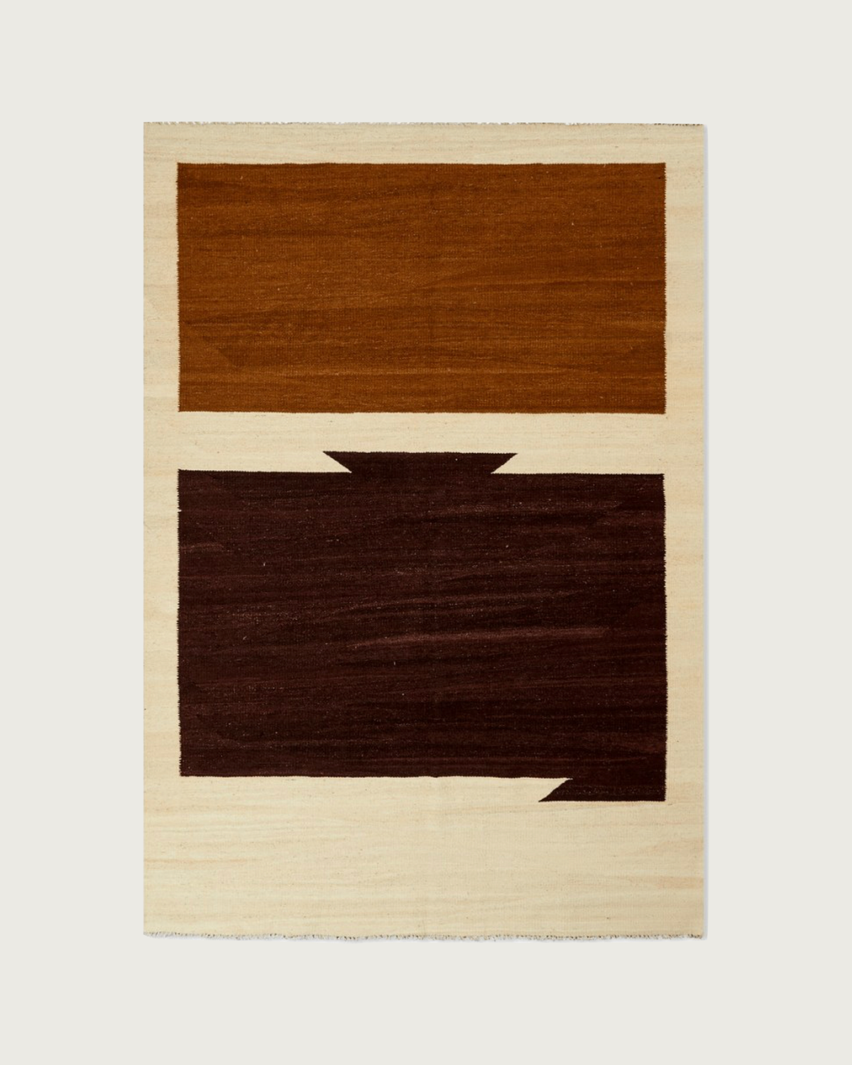Shapes Kilim handwoven rug in cream, amber and dark brown