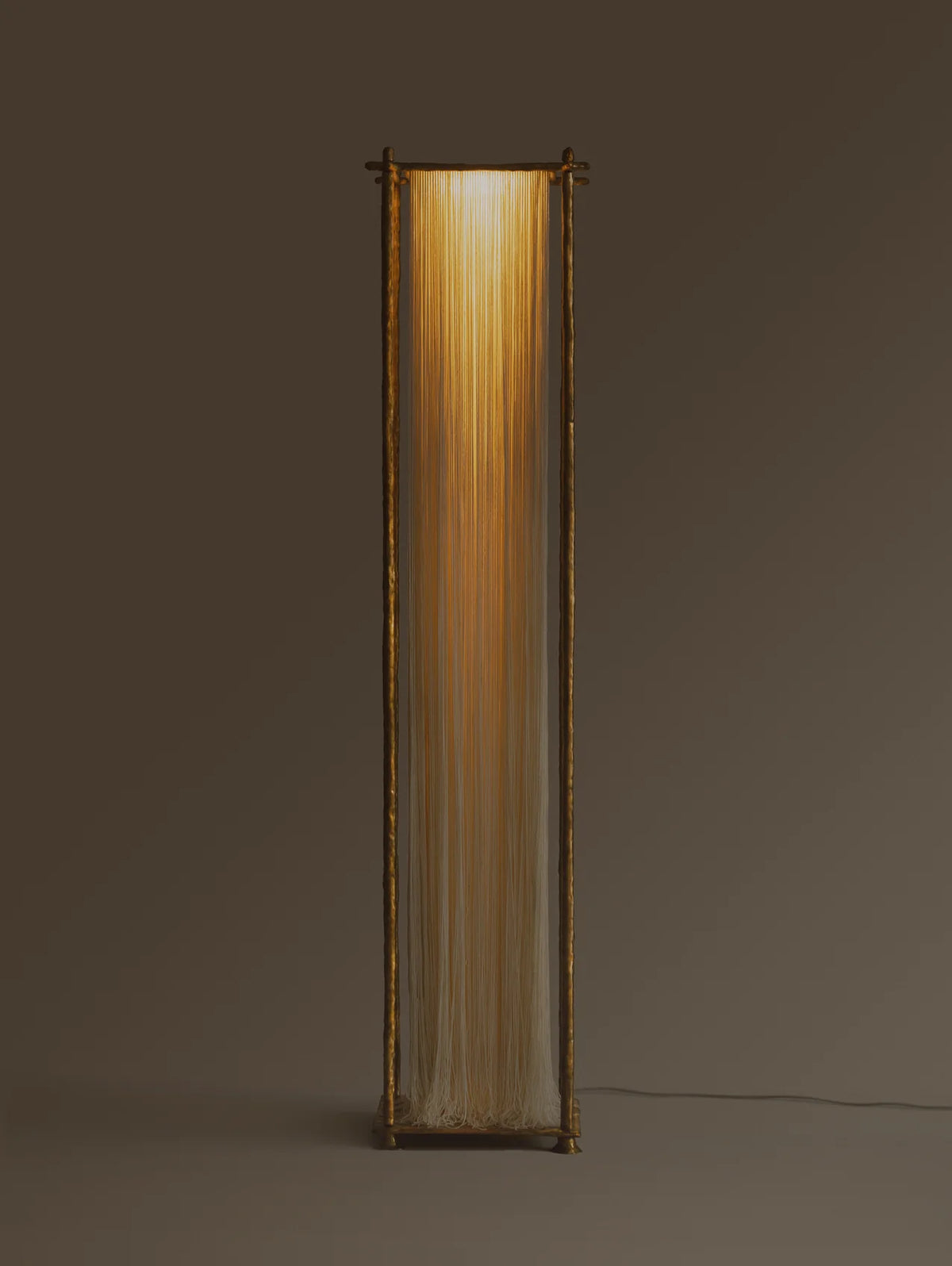 Ito floor lamp brass frame with illuminated silk thread shade