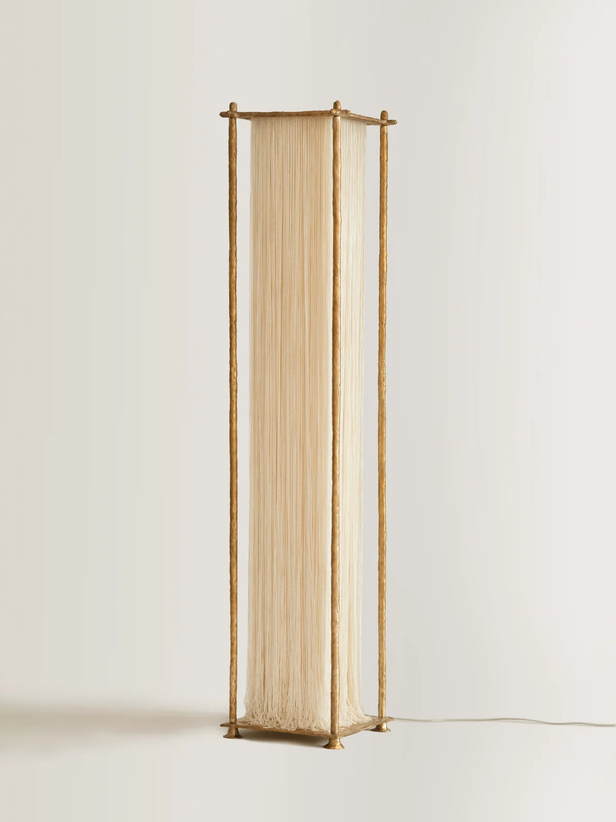 Ito floor lamp cream silk fringe and gilded brass frame detail