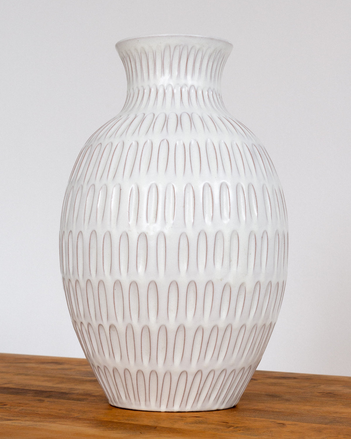 Anna-Lisa Thomson Floor Vase for Upsala-Ekeby, 1940s — side angle showing textured white ceramic surface