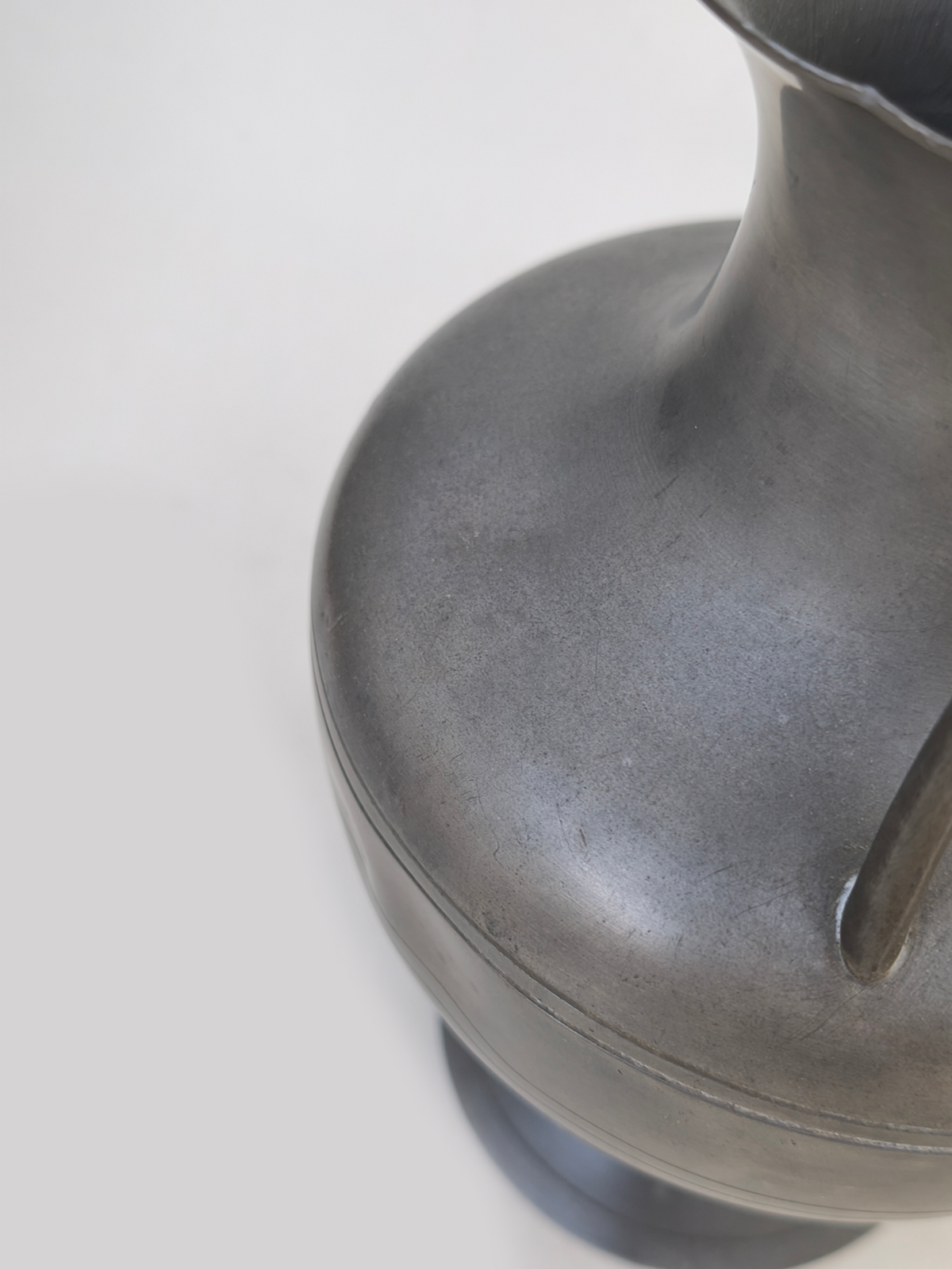Pewter Amphorae Vase — top view highlighting handcrafted pewter finish