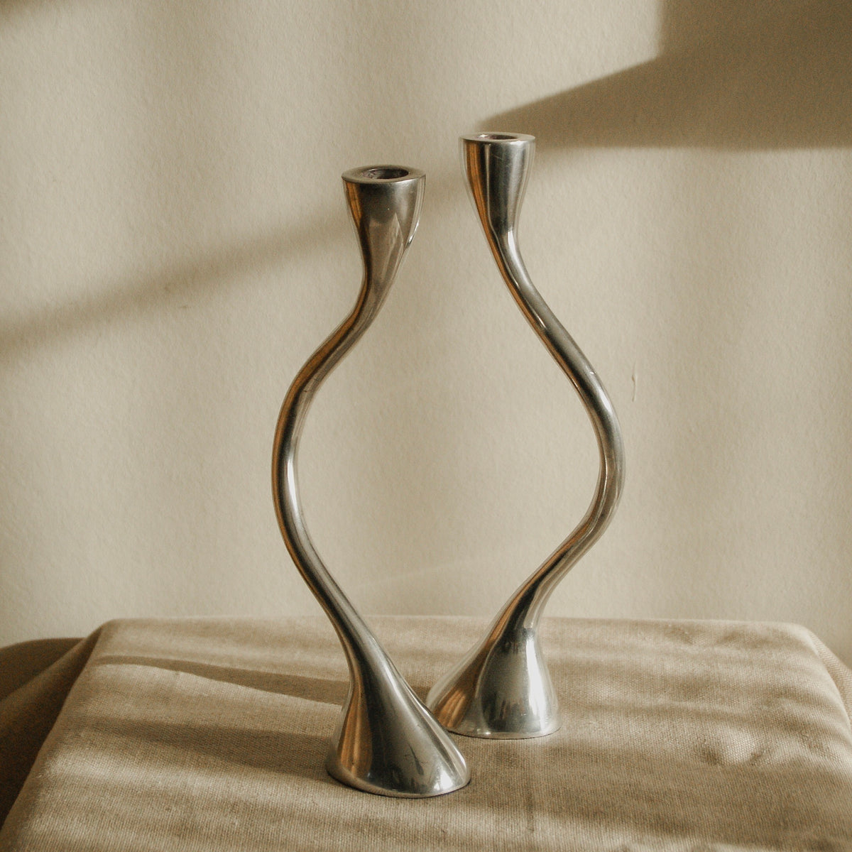 Pair of Curvy Candle Holders — detail view