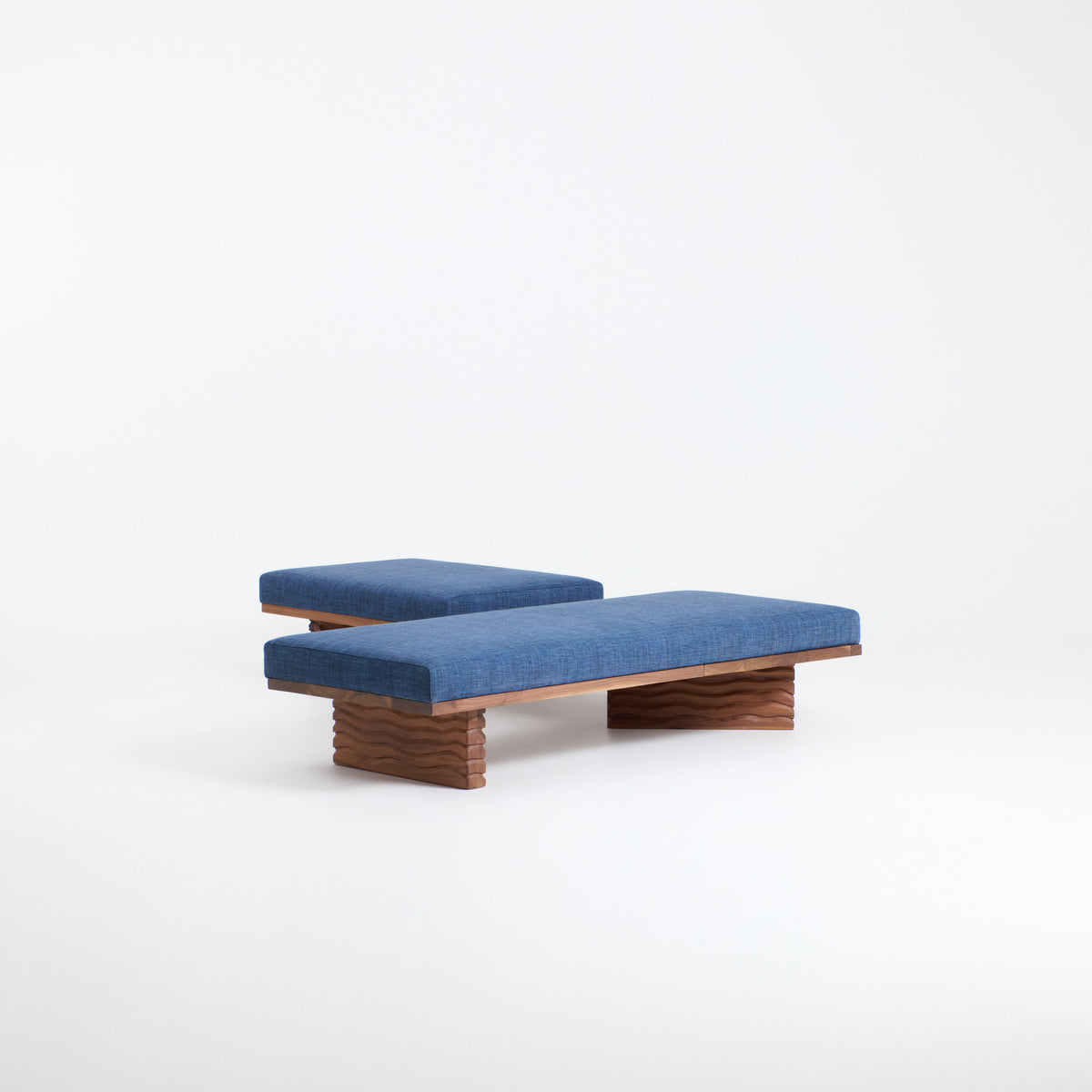 Nazaré Daybed L Shape — top view of blue upholstered seat