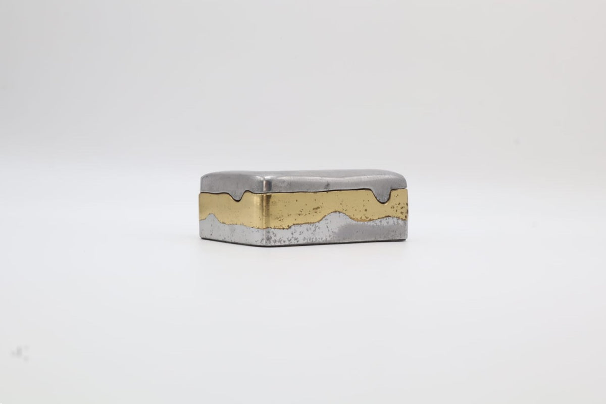 David Marshall Brutalist Aluminium & Brass Box – Spain, c. 1970 — side angle
