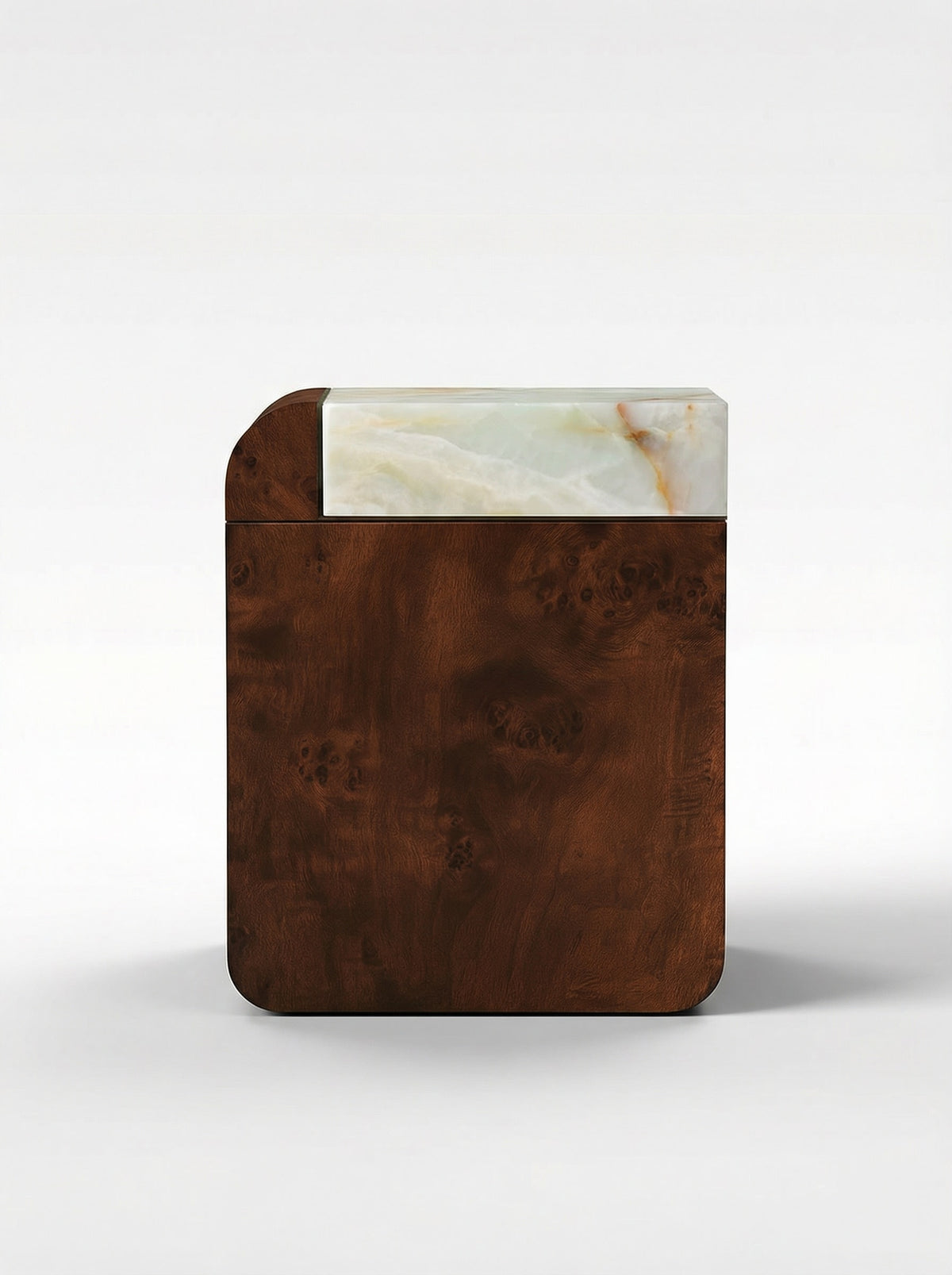 Amo Burl Wood and Green Onyx Storage Table by Marbera | The Oblist