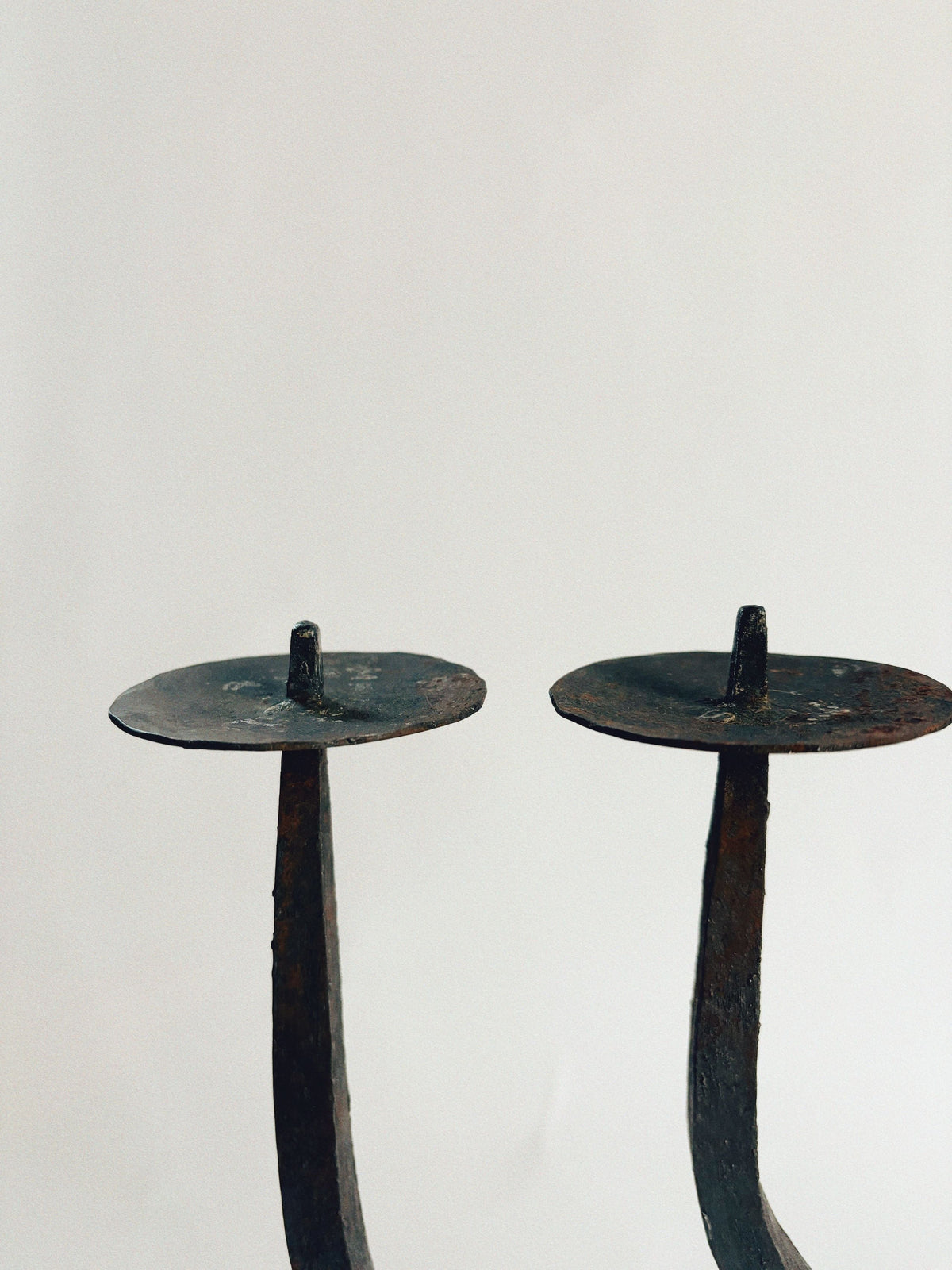 Hand Forged Candeholder, Poland — side angle