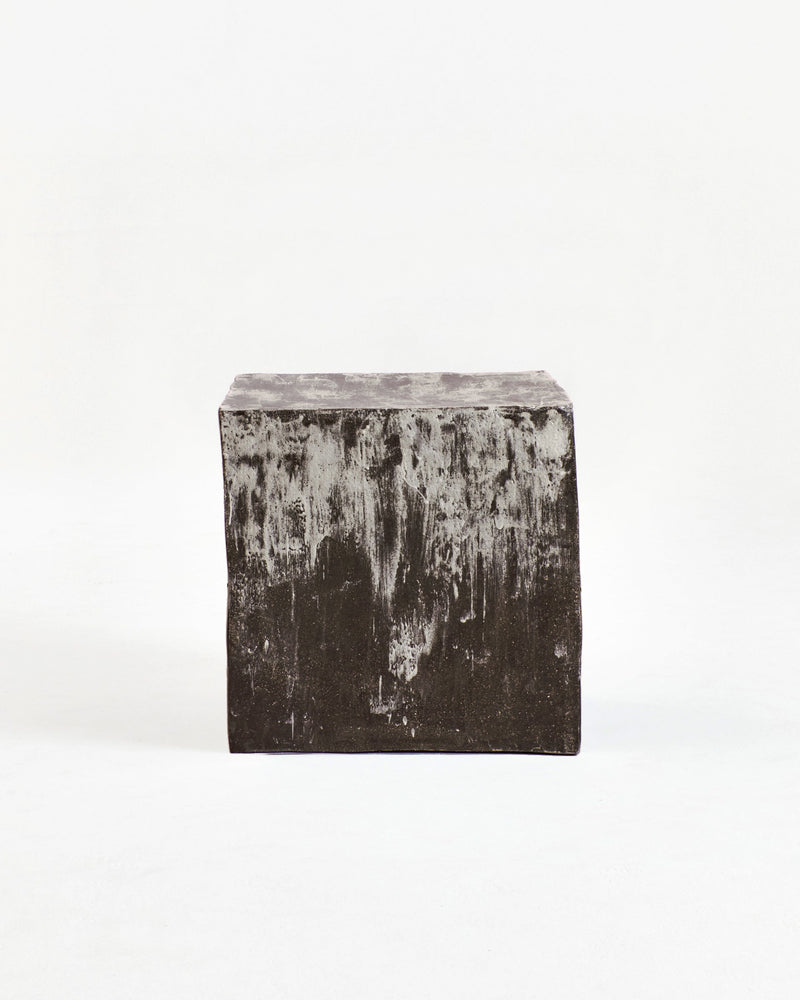 brown Ceramic Cube Side Table — close-up