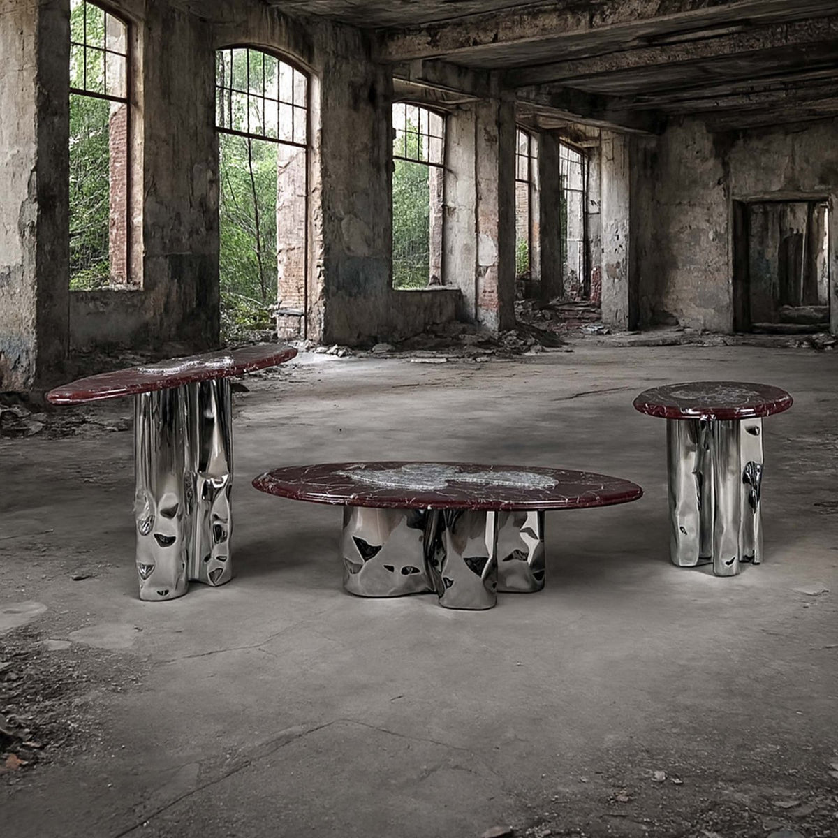 Steel and Stone Side Table - Reverie Series by Nitush Aroosh — detail view