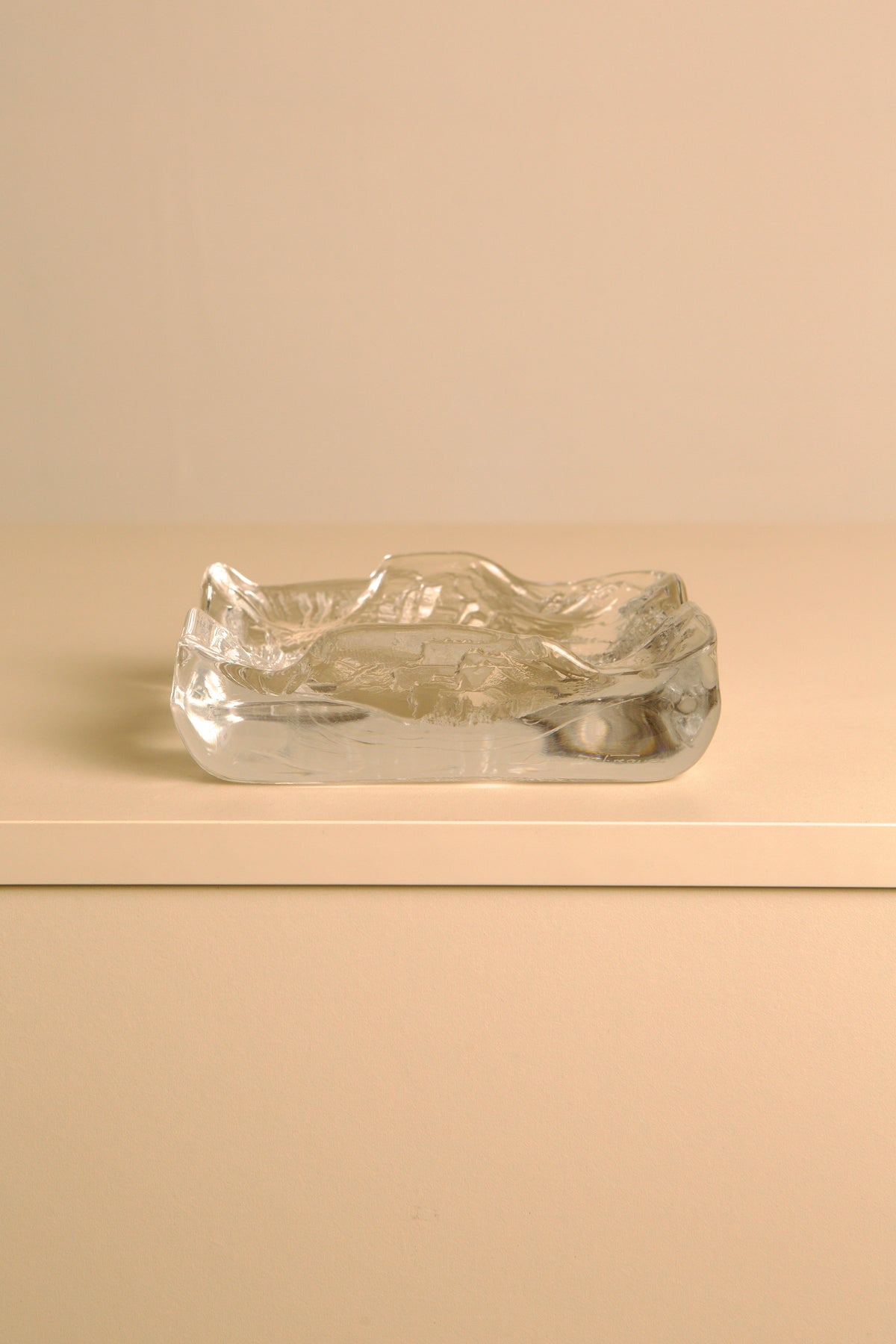 Clear crystal ashtray by Daum, 1960s — side angle
