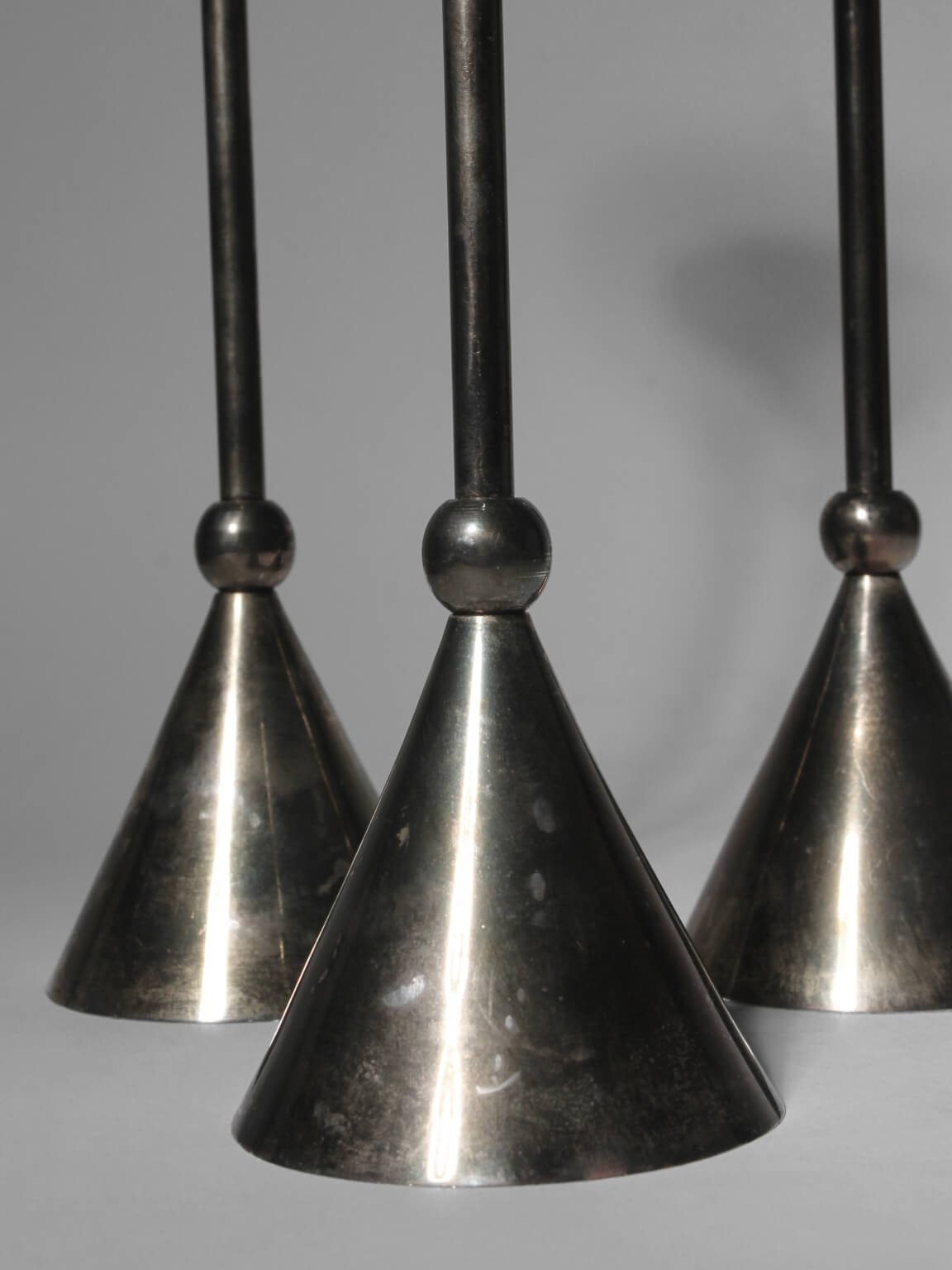 Silver Plated Memphis Candle Holders Set, 1980s — side angle