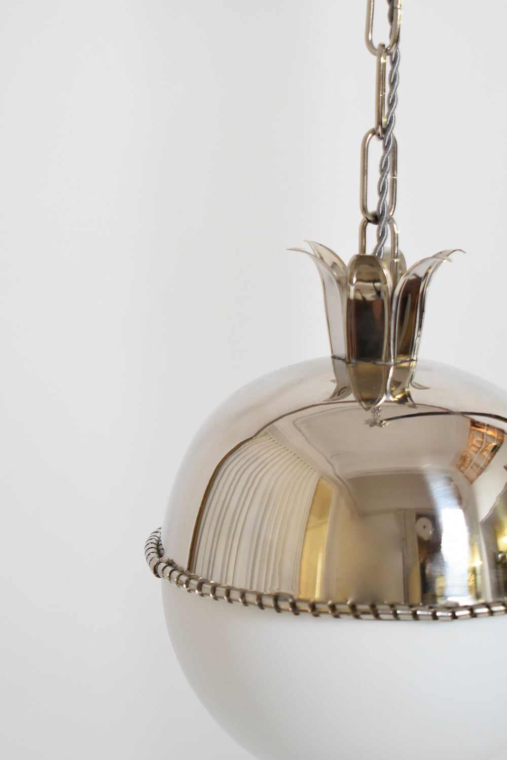 Granada 20cm Nickeled Brass and Opaline Pendant Lamp — lifestyle setting