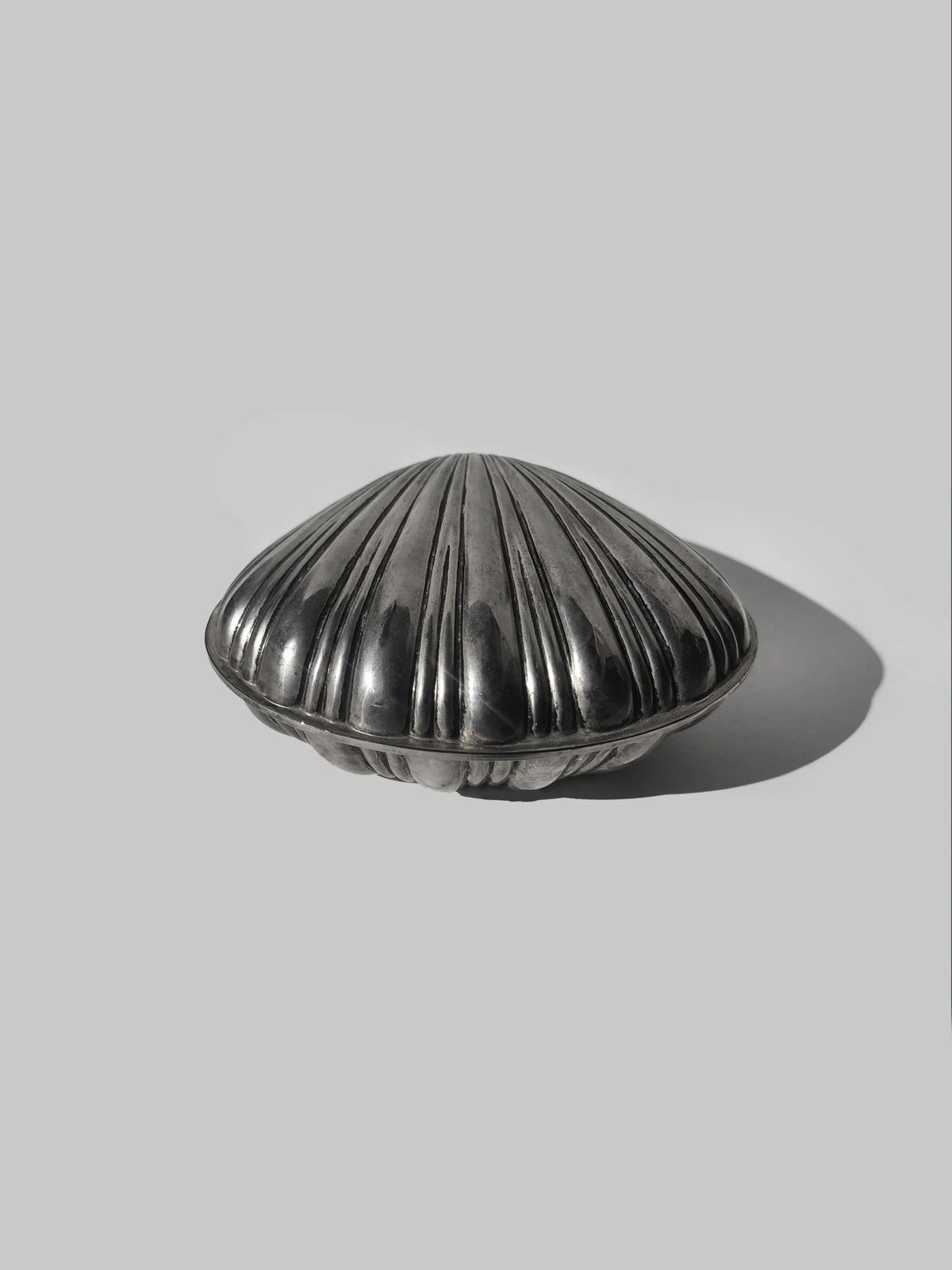 Silver-plated Large Shell Box — side angle
