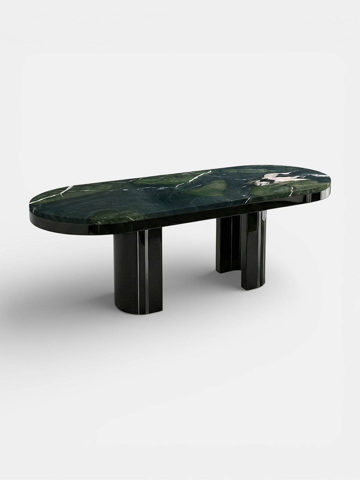 Gio Black And Avocado Marble Dining Table — detail view