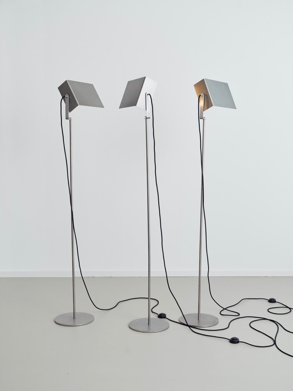 Flagpole Lamp — side angle showing metallic shade and base