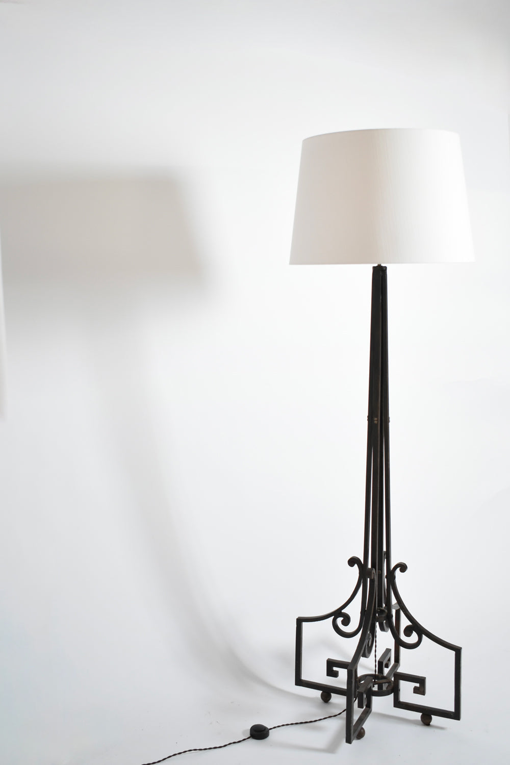 Neoclassical Wrought Iron Floor Lamp, 1960s — side angle
