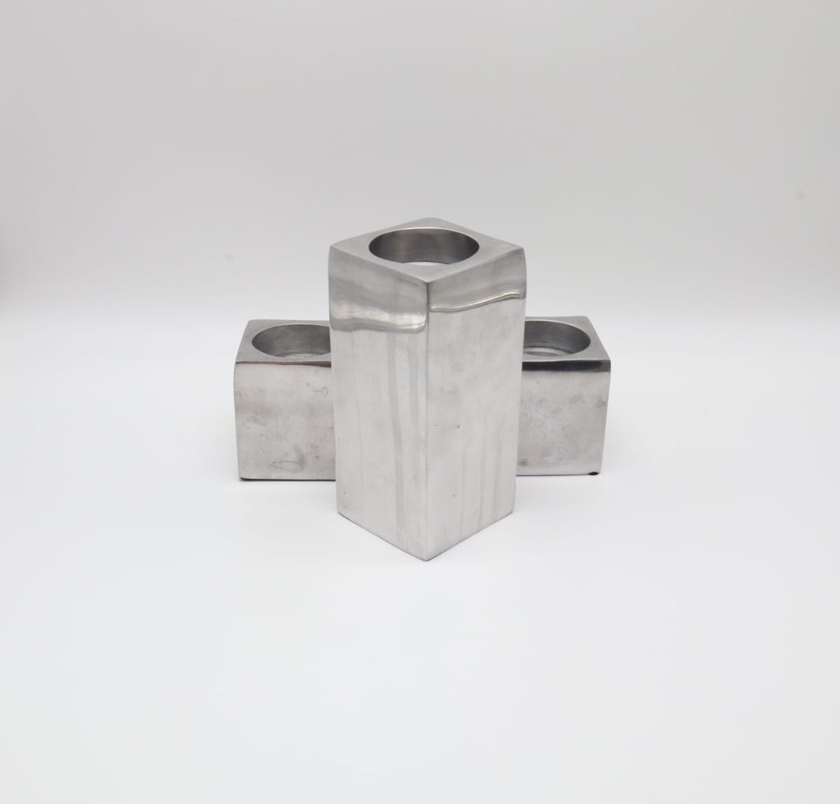Minimalist Aluminum Column Candle Holders (Set of 3) – Italy — side angle