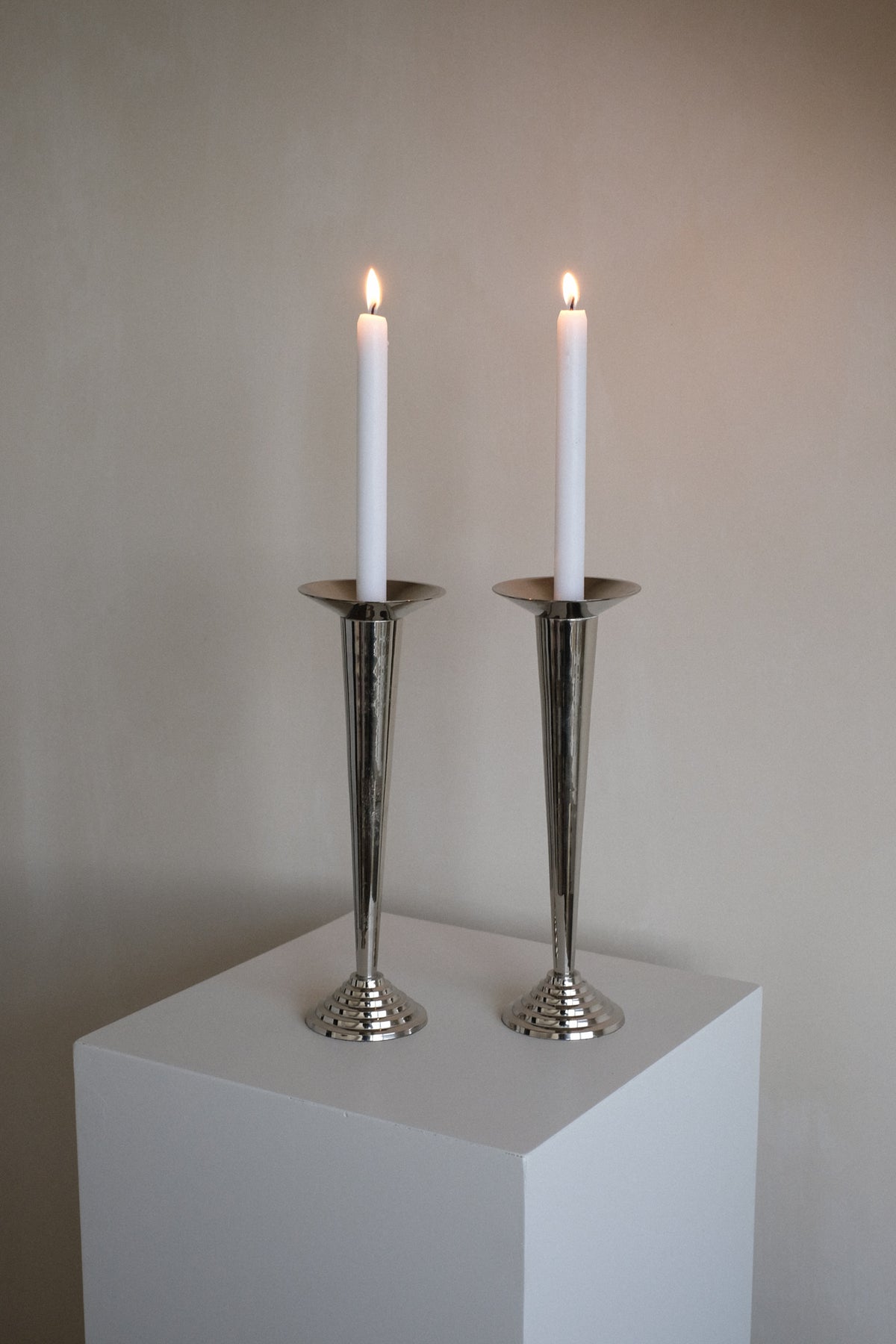Art Deco Candle Holders — side angle