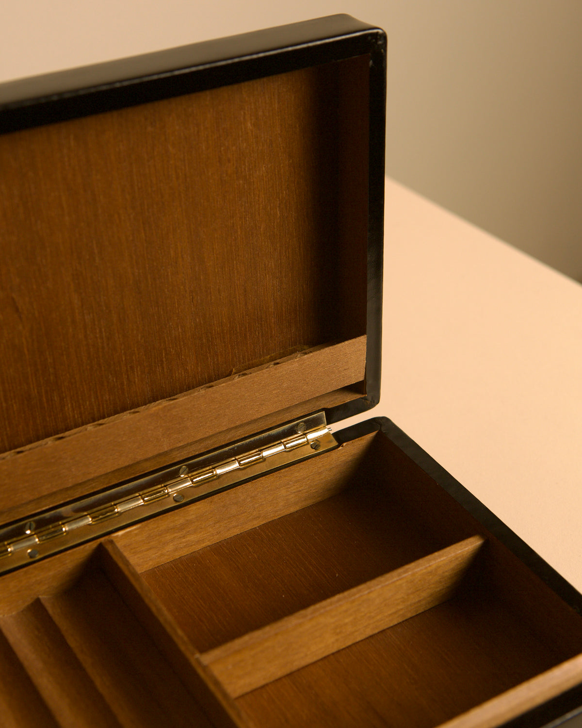 Pair of Italian Boxes, 1960s — interior view showing wooden compartments