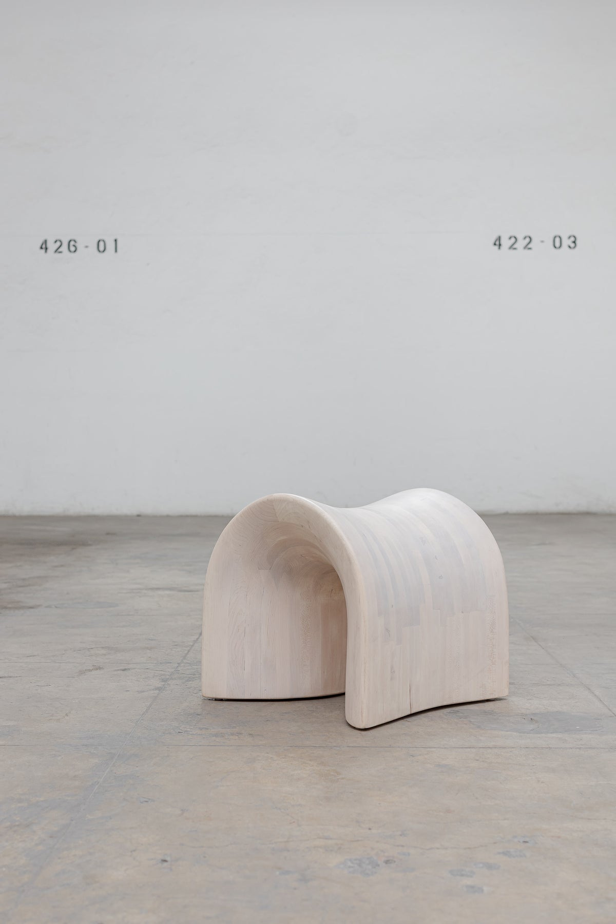 Solid Oak Stool - TORO Series by Daniel Couttolenc, Cream Wash Finish — detail view