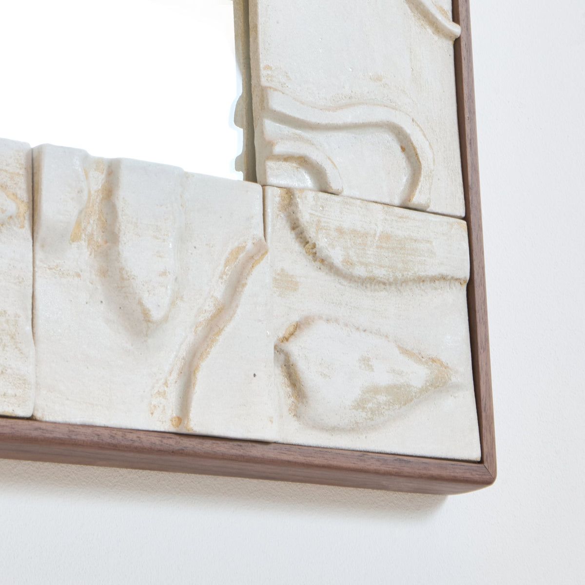 Artisanal ceramic tiled mirror — side angle