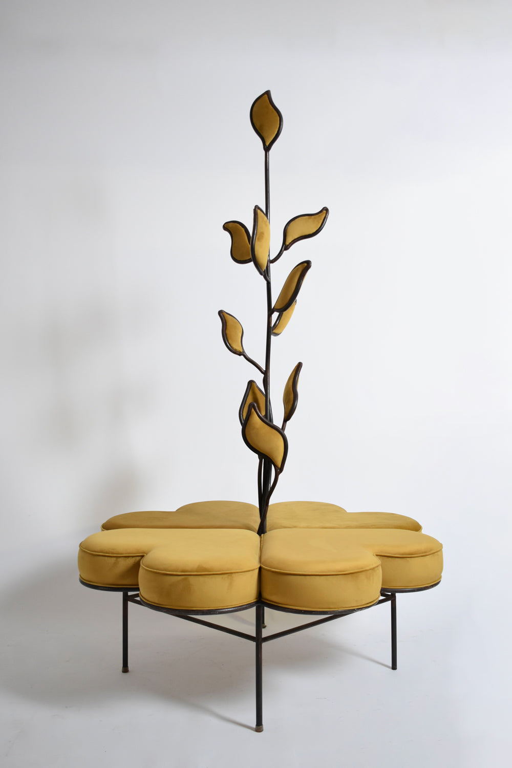 Hotel borne armchair, 1980s — close-up of yellow upholstered cushions